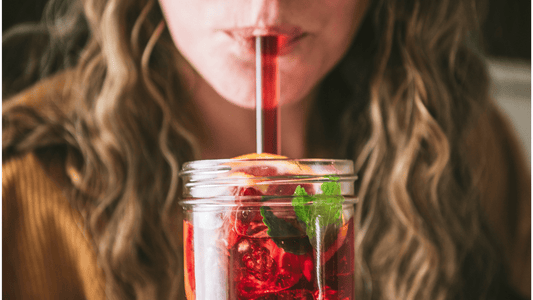 image of cherry vinegarade with mint garnish